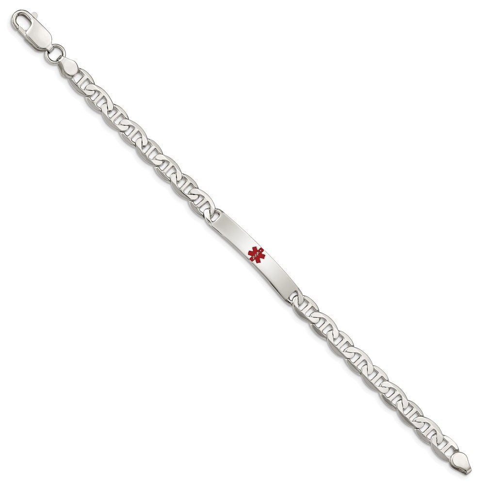 Sterling Silver Polished Medical Anchor Link Id Bracelet