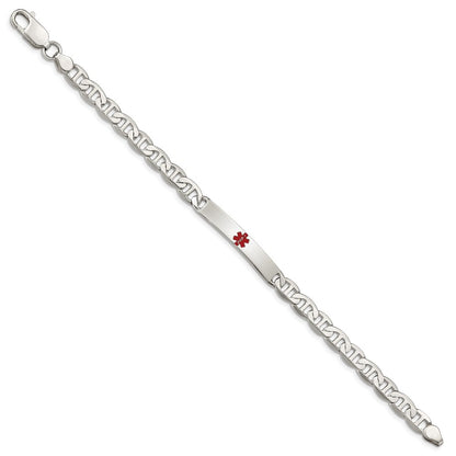 Sterling Silver Polished Medical Anchor Link Id Bracelet