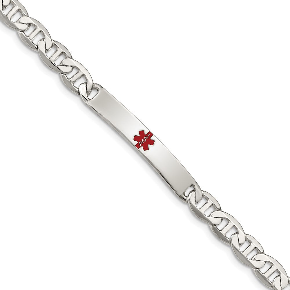 Sterling Silver Polished Medical Anchor Link Id Bracelet