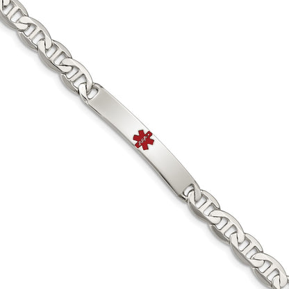 Sterling Silver Polished Medical Anchor Link Id Bracelet