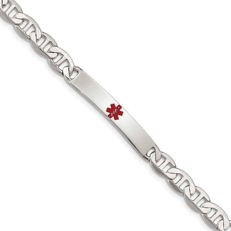 Sterling Silver Polished Medical Anchor Link Id Bracelet