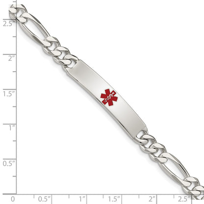 Sterling Silver Polished Medical Figaro Anchor Link Id Bracelet