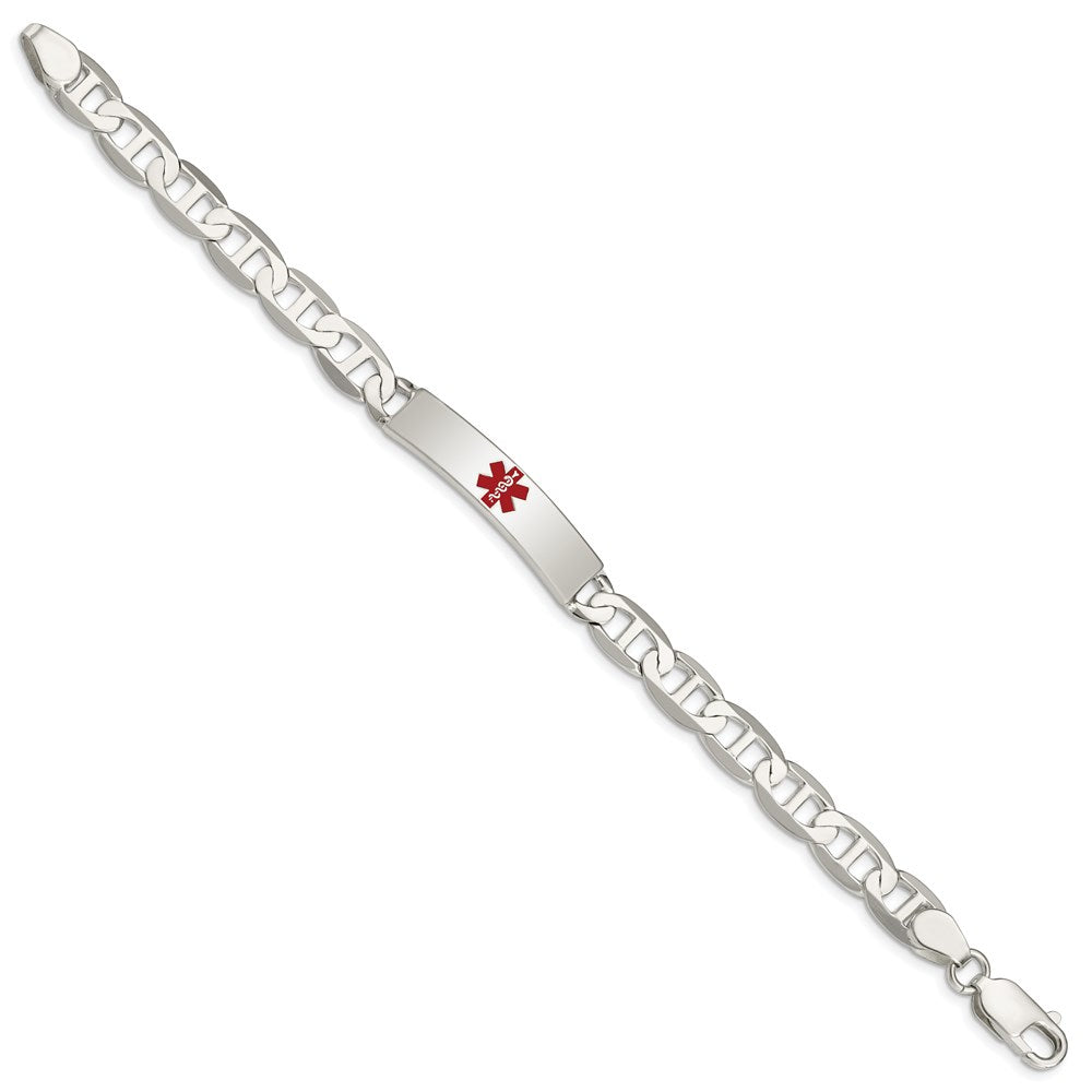 Sterling Silver Polished Medical Anchor Link Id Bracelet