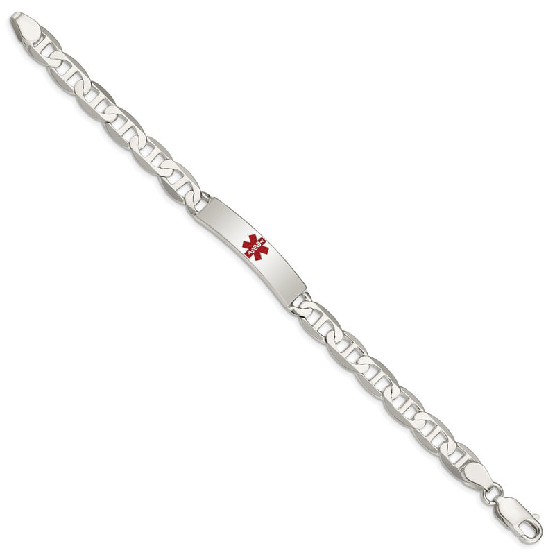 Sterling Silver Polished Medical Anchor Link Id Bracelet