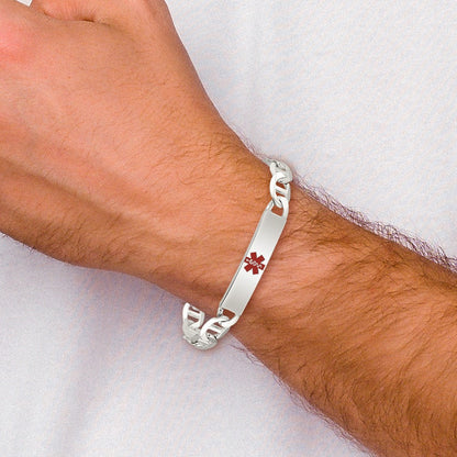 Sterling Silver Polished Medical Anchor Link Id Bracelet