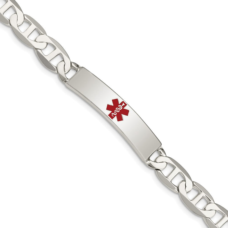 Sterling Silver Polished Medical Anchor Link Id Bracelet