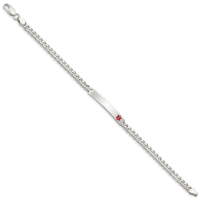 Sterling Silver Polished Medical Curb Link Id Bracelet