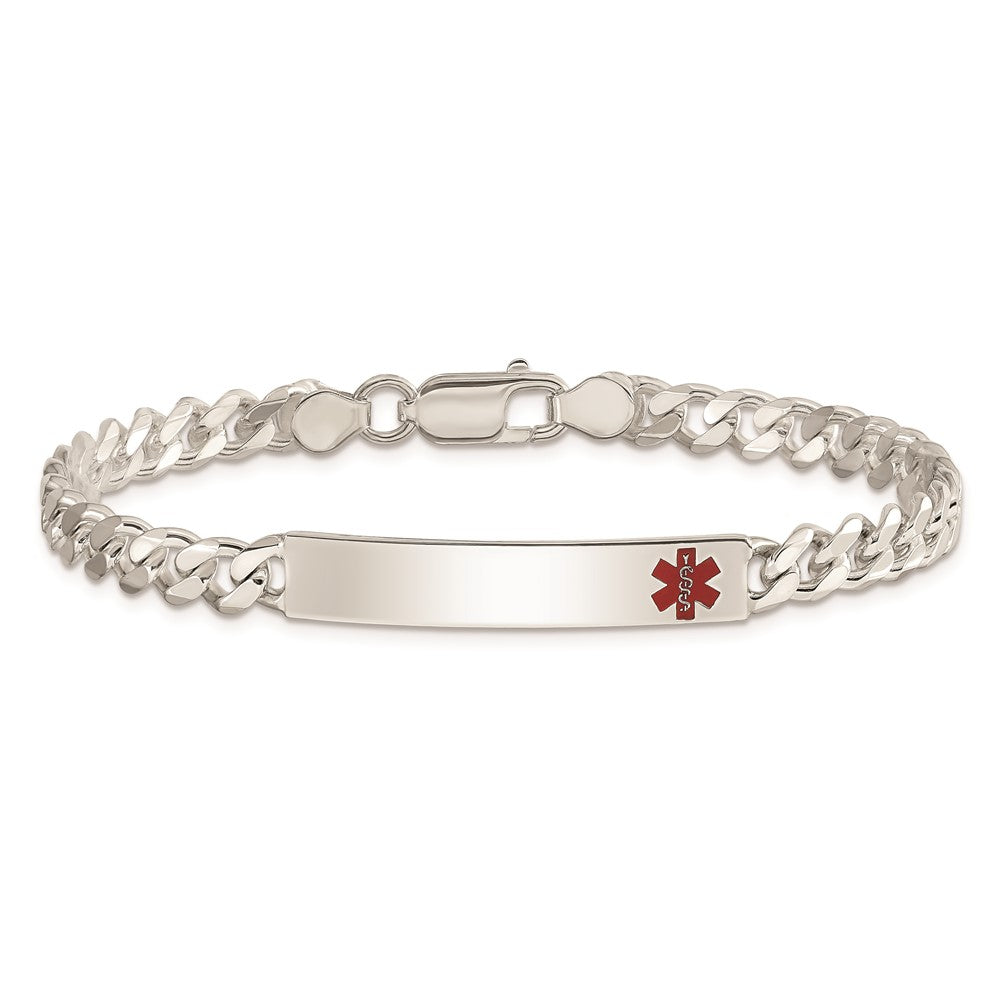 Sterling Silver Polished Medical Curb Link Id Bracelet