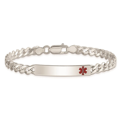 Sterling Silver Polished Medical Curb Link Id Bracelet