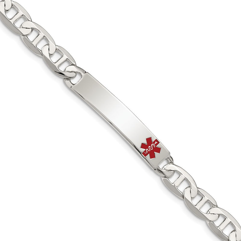 Sterling Silver Polished Medical Anchor Link Id Bracelet