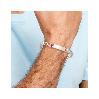 Sterling Silver Polished Medical Curb Link Id Bracelet