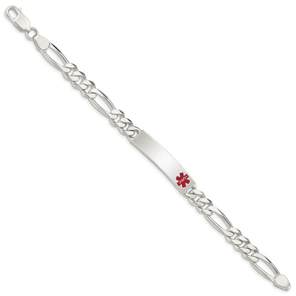 Sterling Silver Polished Medical Figaro Anchor Link Id Bracelet
