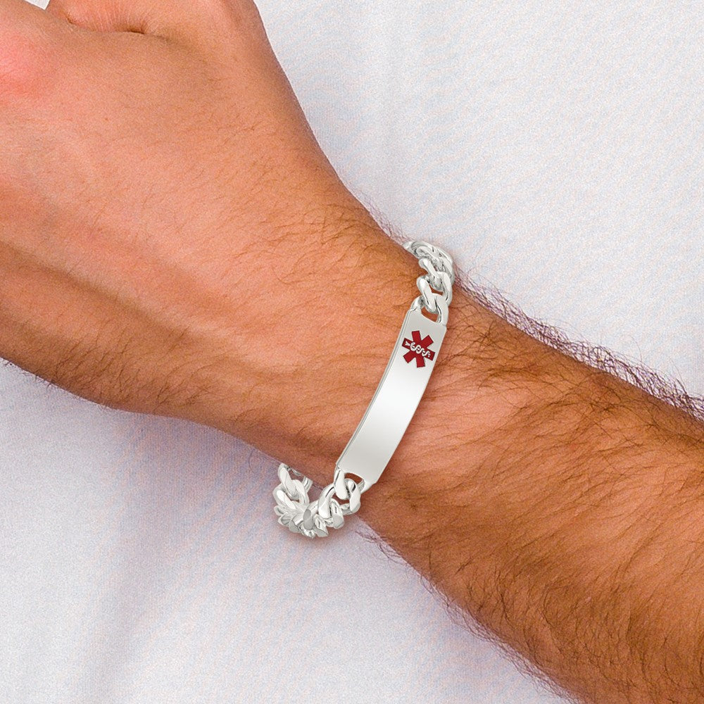 Sterling Silver Polished Medical Curb Link Id Bracelet