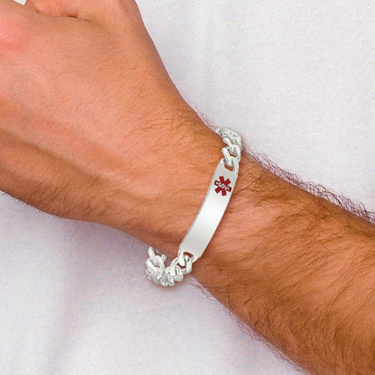 Sterling Silver Polished Medical Curb Link Id Bracelet