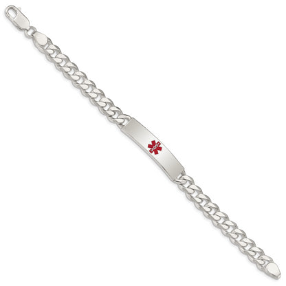 Sterling Silver Polished Medical Curb Link Id Bracelet