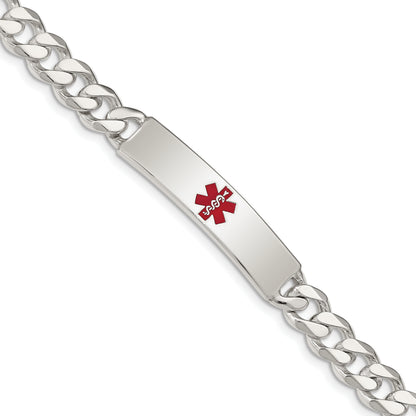 Sterling Silver Polished Medical Curb Link Id Bracelet