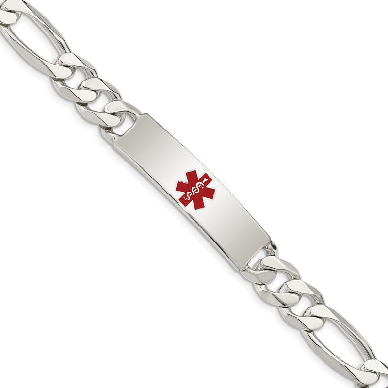 Sterling Silver Polished Medical Figaro Anchor Link Id Bracelet