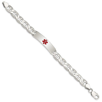 Sterling Silver Polished Medical Anchor Link Id Bracelet