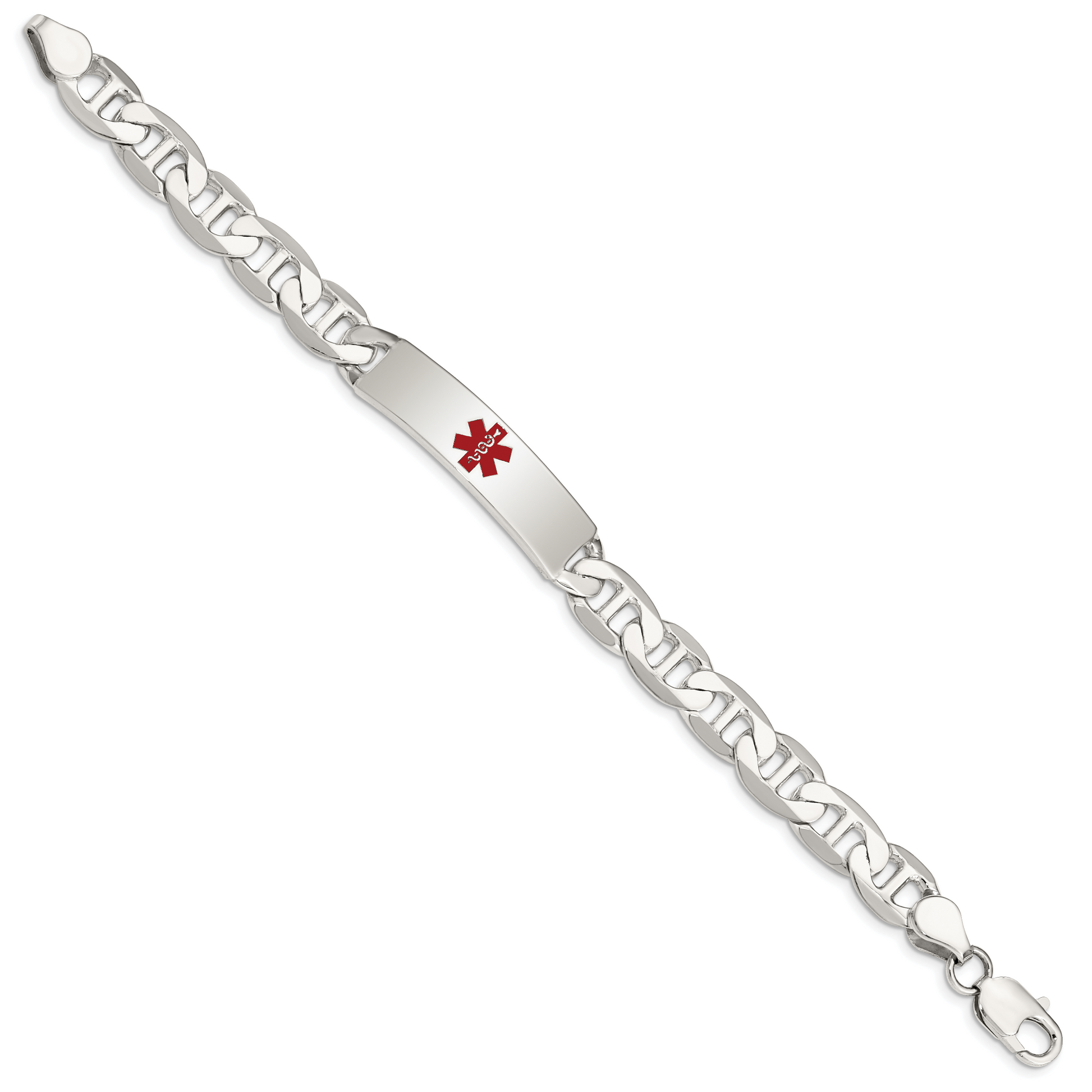 Sterling Silver Polished Medical Anchor Link Id Bracelet