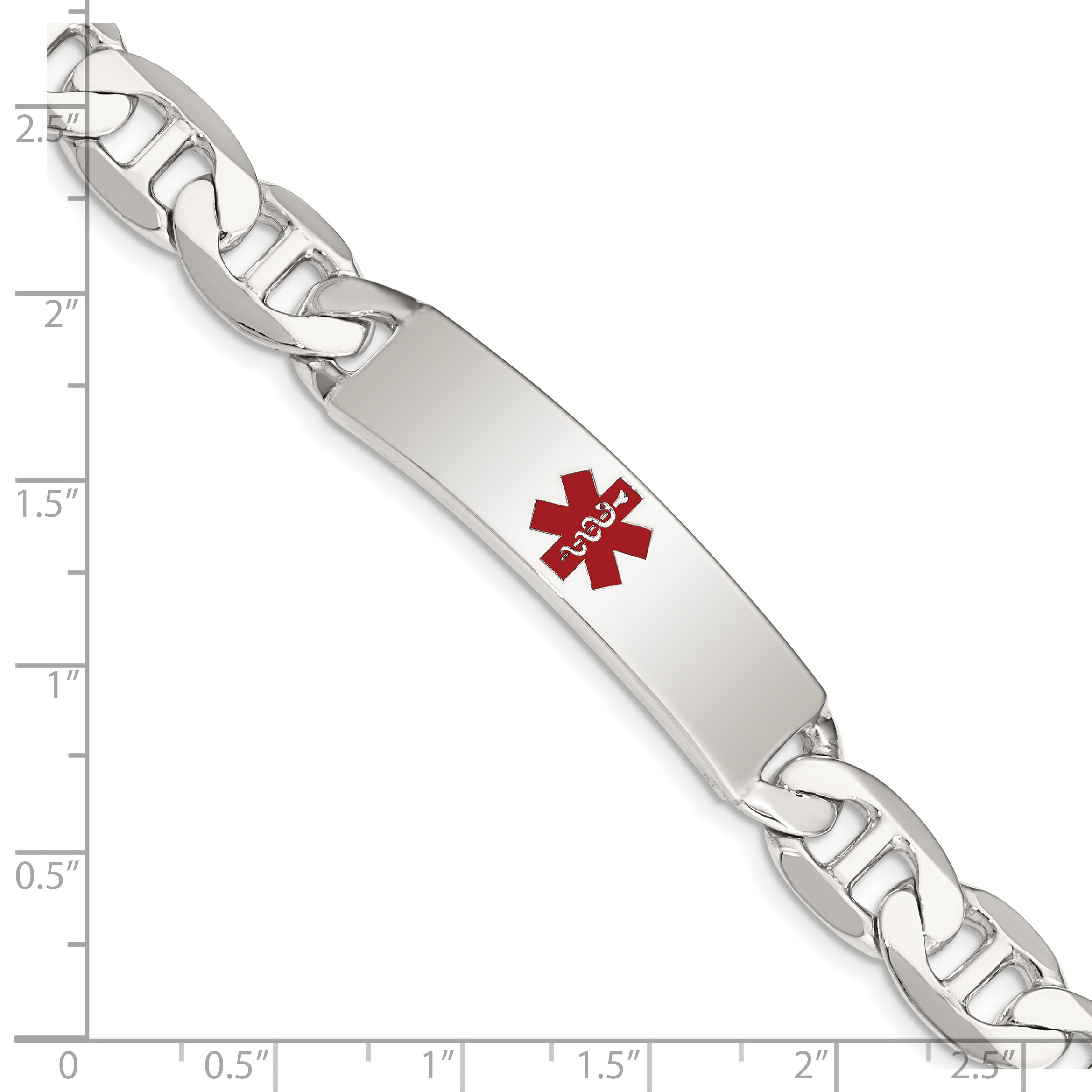 Sterling Silver Polished Medical Anchor Link Id Bracelet