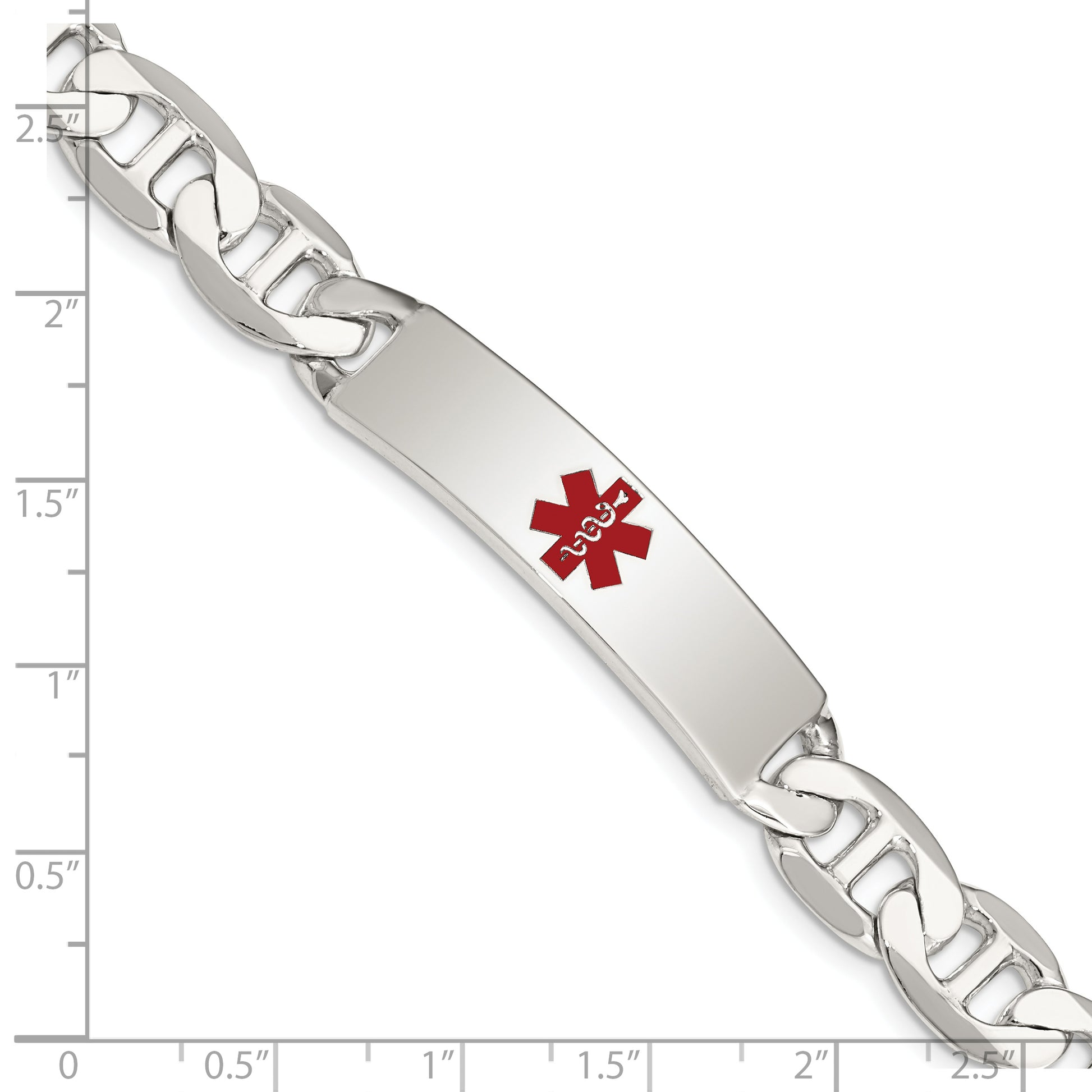 Sterling Silver Polished Medical Anchor Link Id Bracelet