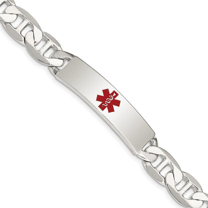 Sterling Silver Polished Medical Anchor Link Id Bracelet