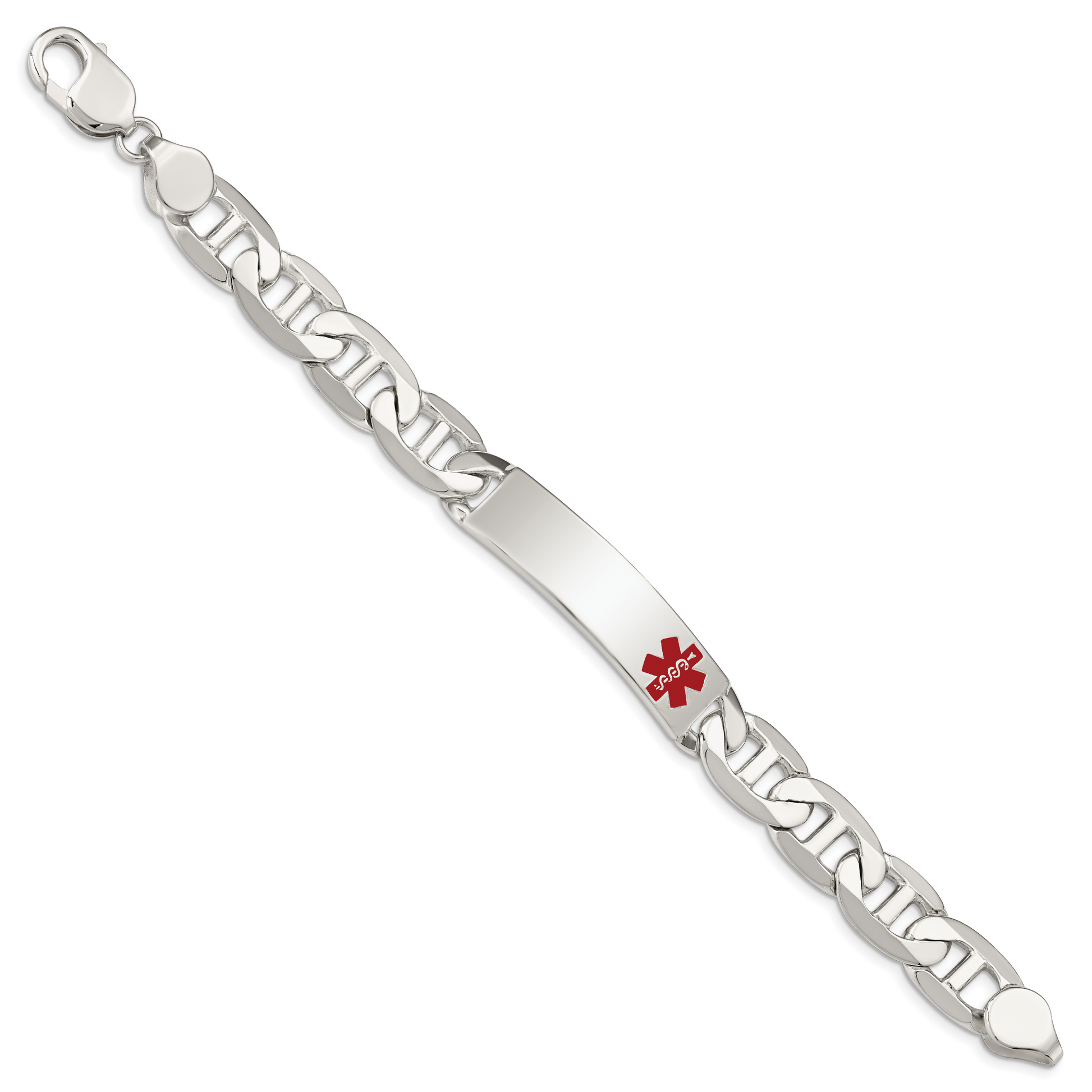 Sterling Silver Polished Medical Anchor Link Id Bracelet
