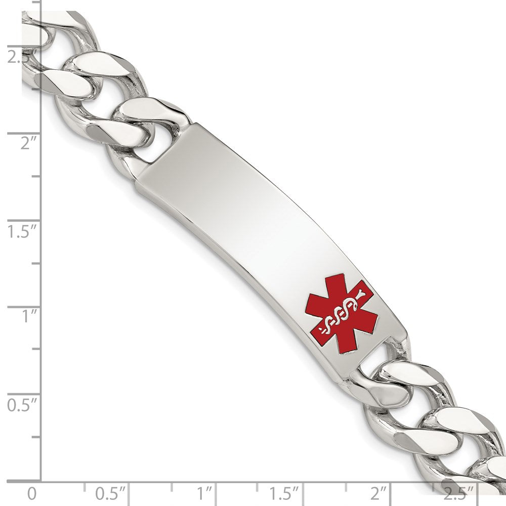 Sterling Silver Polished Medical Curb Link Id Bracelet