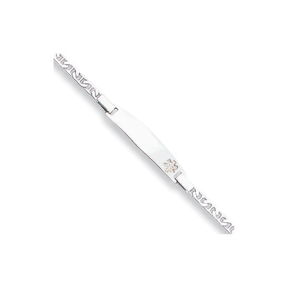 Sterling Silver Rhod Plt Non Enameled Medical Id Anchor Link Bracelet
