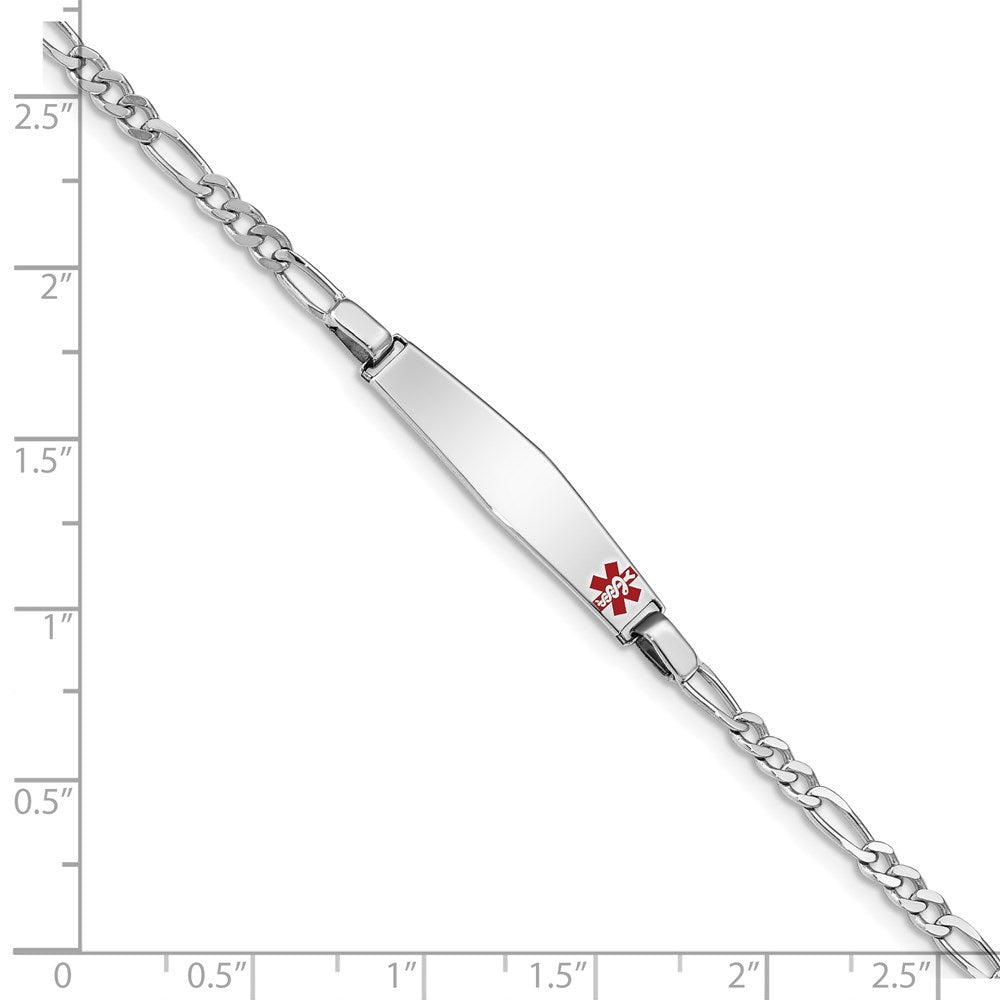 Sterling Silver Rhodium Plated Medical Id Figaro Link Bracelet