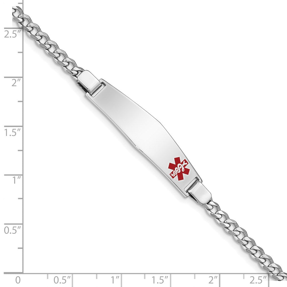 Sterling Silver Rhodium Plated Medical Id Curb Link Bracelet