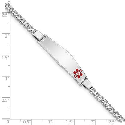 Sterling Silver Rhodium Plated Medical Id Curb Link Bracelet