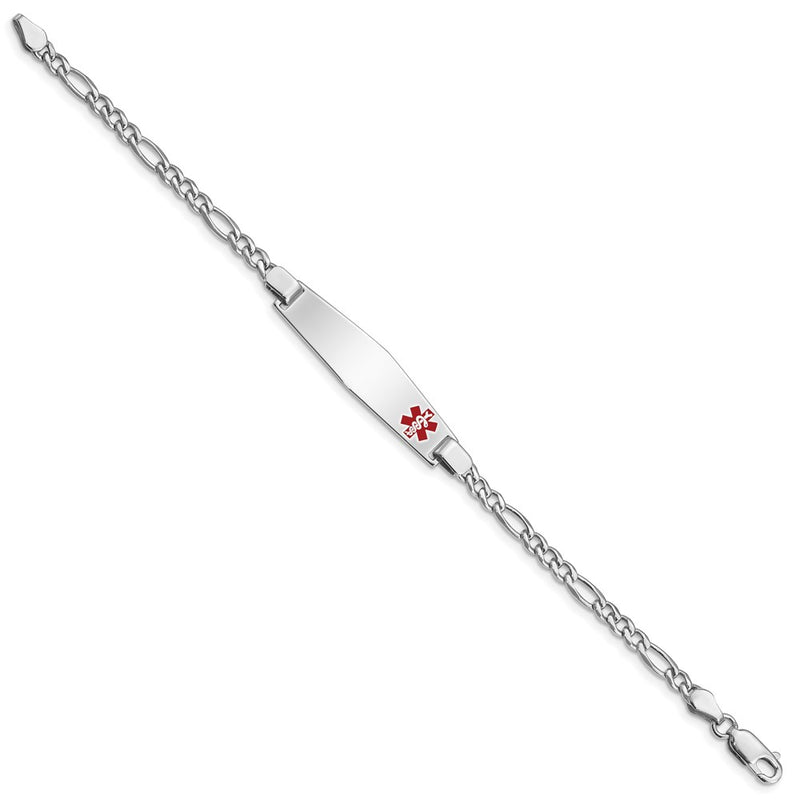 Sterling Silver Rhodium Plated Medical Id Figaro Link Bracelet