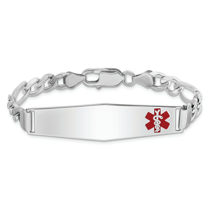 Sterling Silver Rhodium Plated Medical Id Figaro Link Bracelet