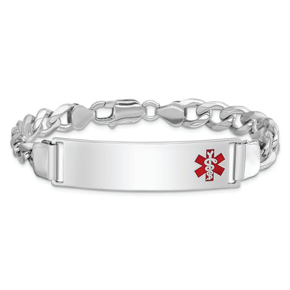 Sterling Silver Rhodium Plated Medical Id Curb Link Bracelet
