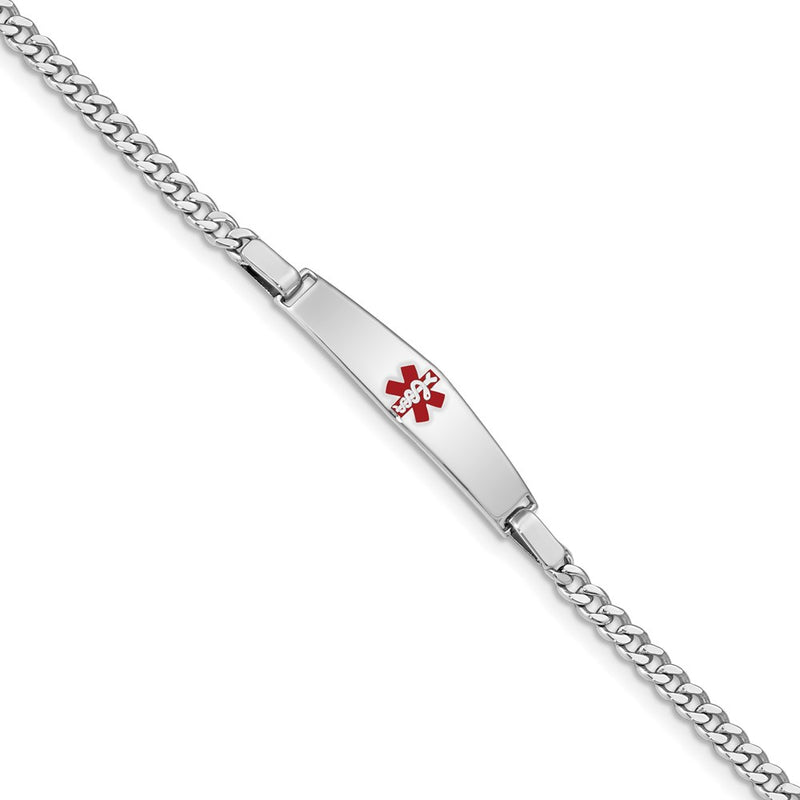 Sterling Silver Rhodium Plated Medical Id Curb Link Bracelet