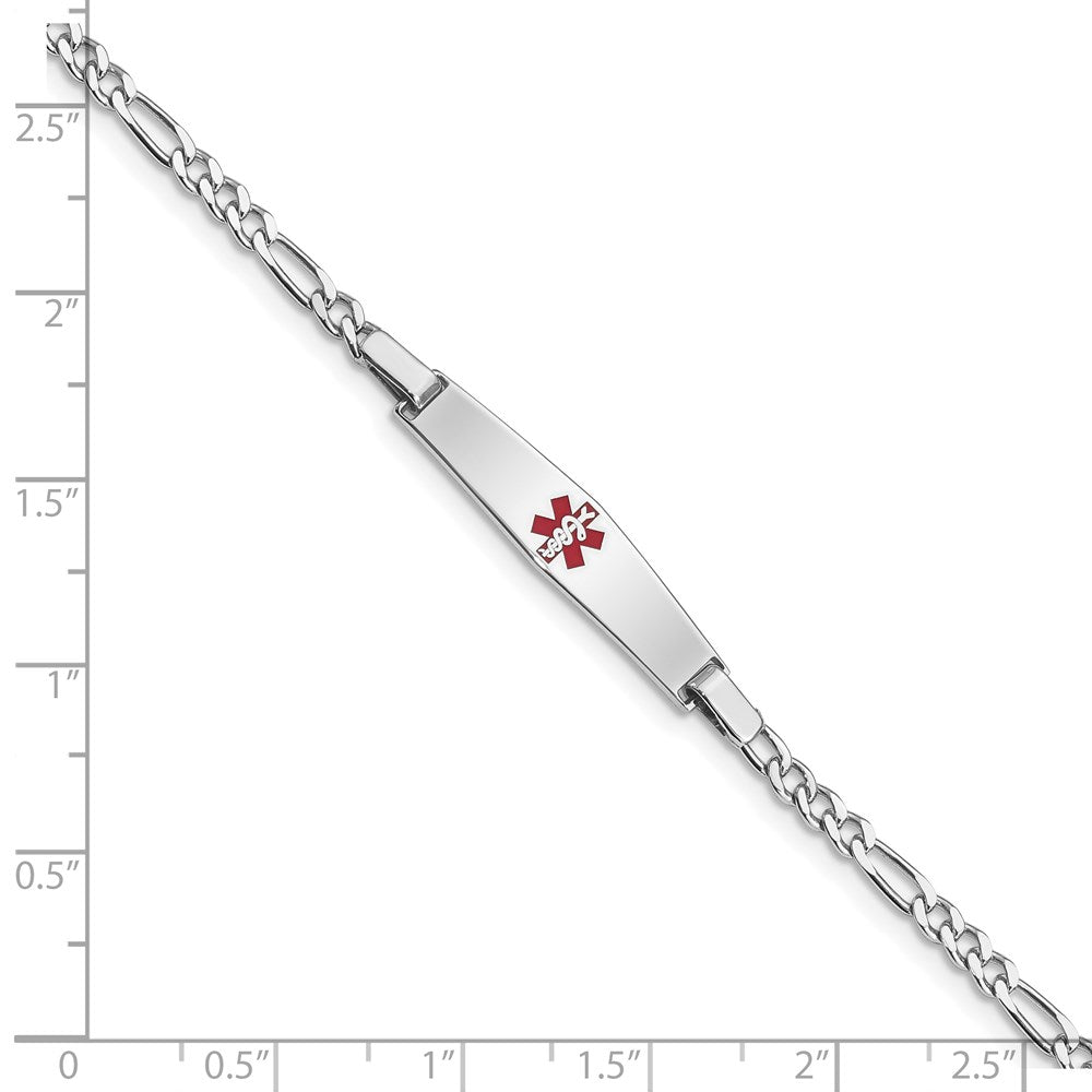 Sterling Silver Rhodium Plated Medical Id Figaro Link Bracelet