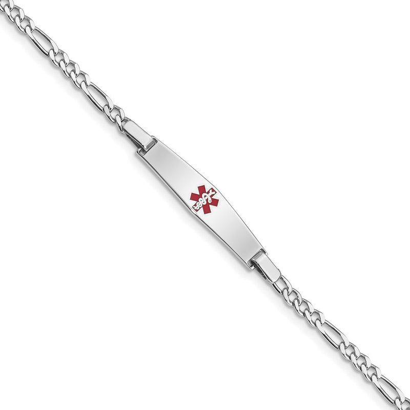 Sterling Silver Rhodium Plated Medical Id Figaro Link Bracelet