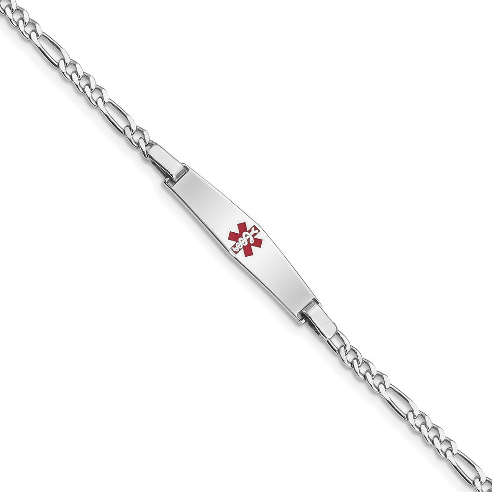 Sterling Silver Rhodium Plated Medical Id Figaro Link Bracelet