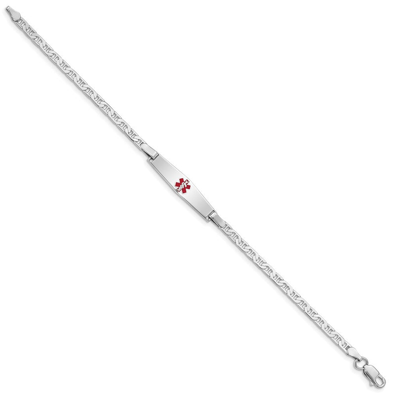 Sterling Silver Rhodium Plated Medical Id Anchor Link Bracelet