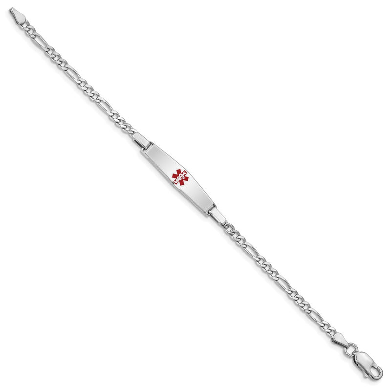 Sterling Silver Rhod Plated Children'S Medical Id Bracelet Figaro