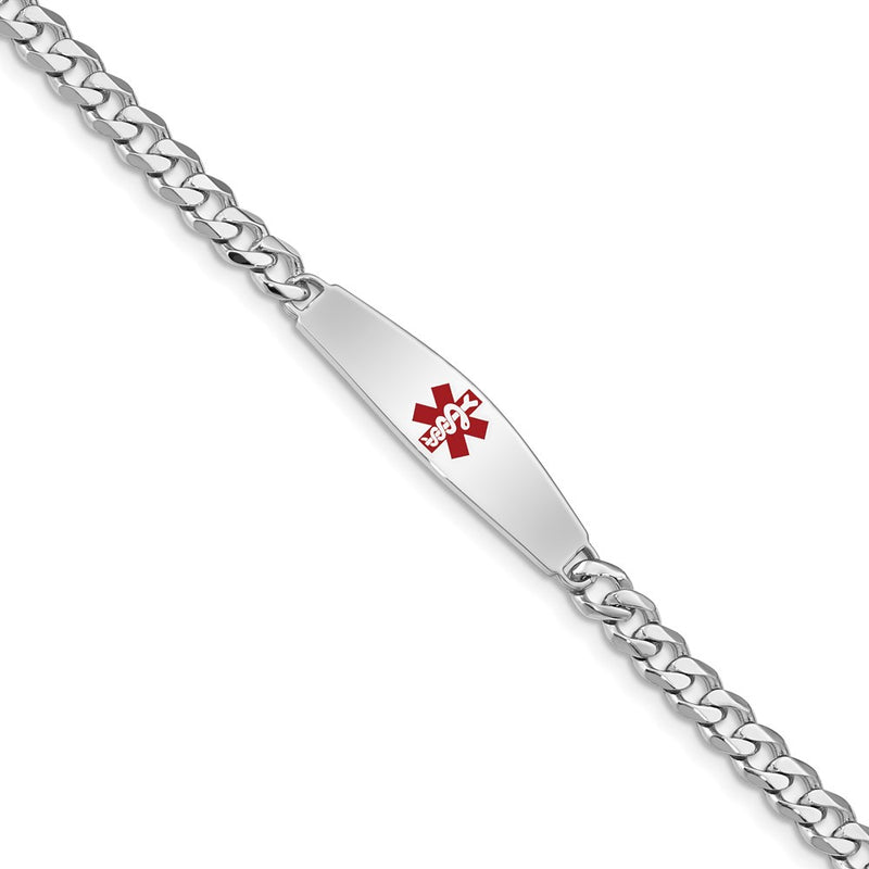 Sterling Silver Rhodium Plated Medical Id Bracelet Curb Link