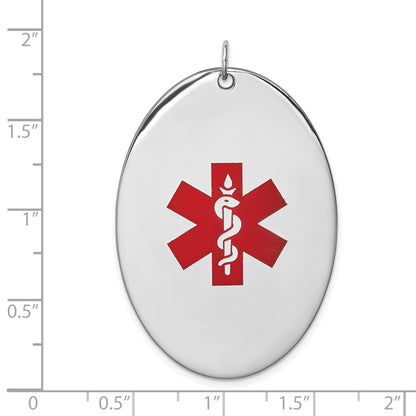 Sterling Silver Rhodium Plated Oval Medical Jewelry Pendant