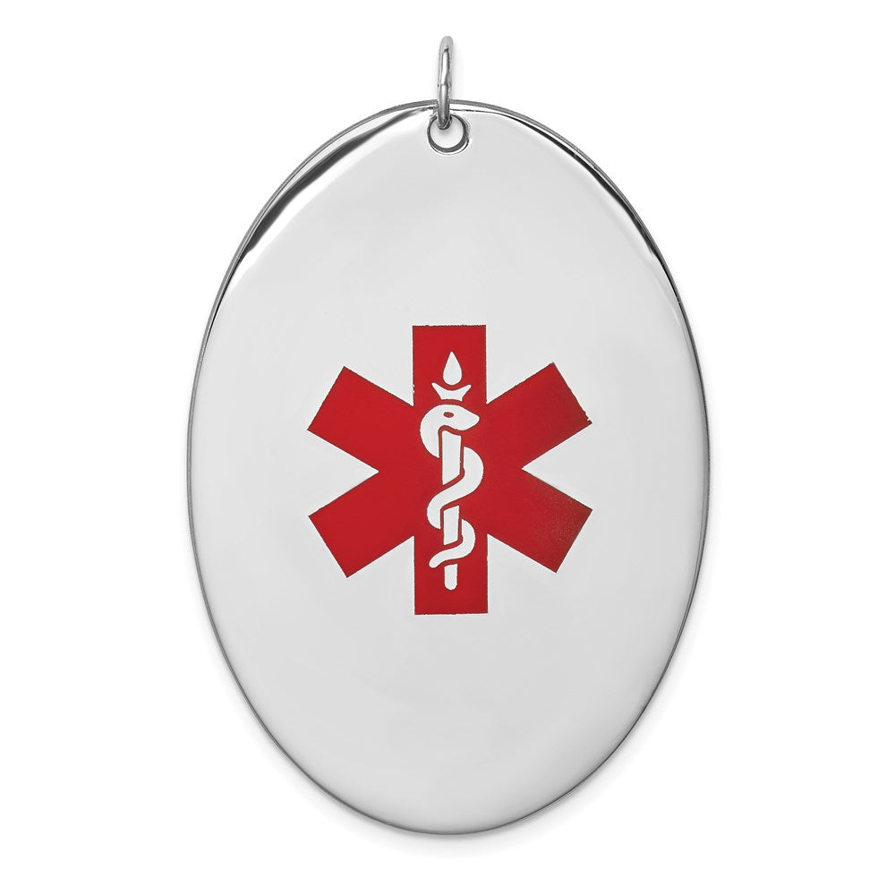 Sterling Silver Rhodium Plated Oval Medical Jewelry Pendant