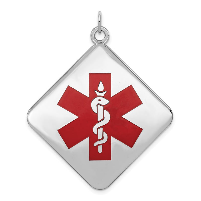 Sterling Silver Rhodium Plated Medical Jewelry Pendant