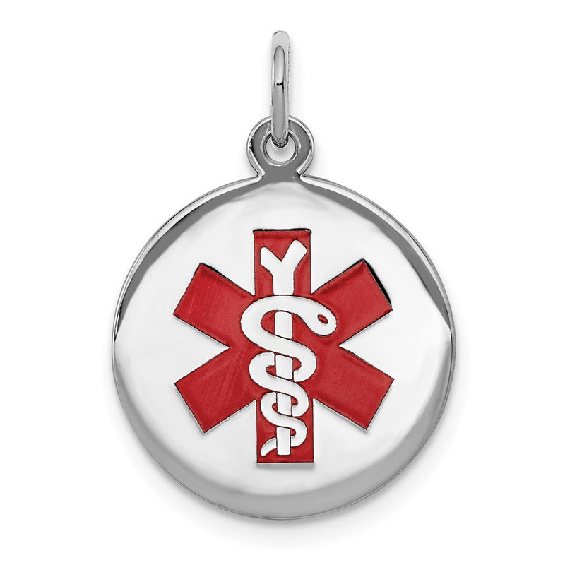 Sterling Silver Rhodium Plated Medical Jewelry Pendant
