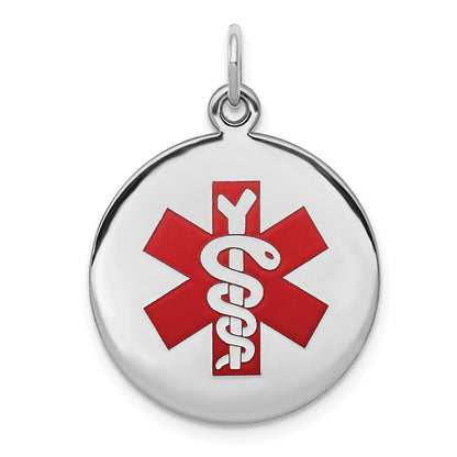 Sterling Silver Rhodium Plated Medical Jewelry Pendant