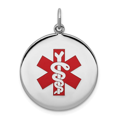 Sterling Silver Rhodium Plated Medical Jewelry Pendant