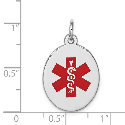 Sterling Silver Rhodium Plated Medical Jewelry Pendant
