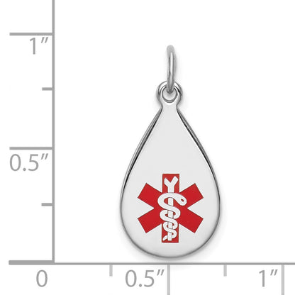 Sterling Silver Rhodium Plated Medical Jewelry Pendant